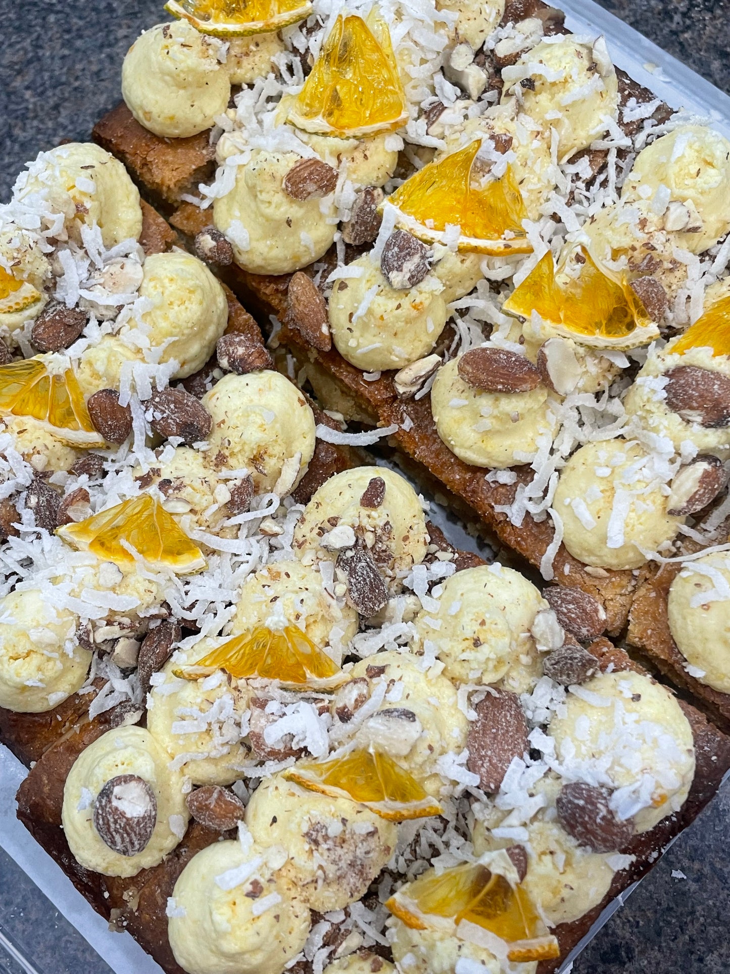 Gluten Friendly Orange, Almond & Coconut Slice
