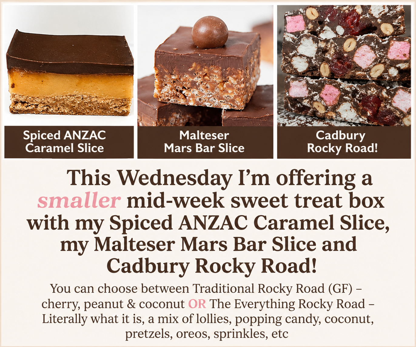 Wednesday 19/08 mid-week sweet treat box