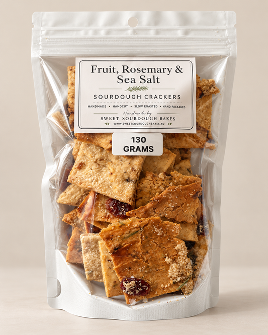 Sal's Homemade Sourdough Crackers - Fruit, Rosemary & Sea Salt 130 grams
