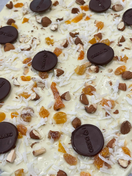 Roasted Almond, Apricot & Coconut White Chocolate Bark (large bag)