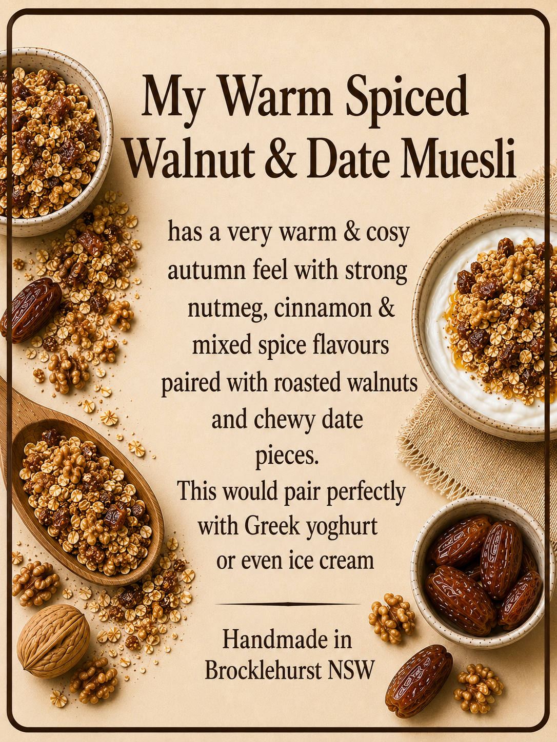 Warm Spiced Walnut & Date Muesi