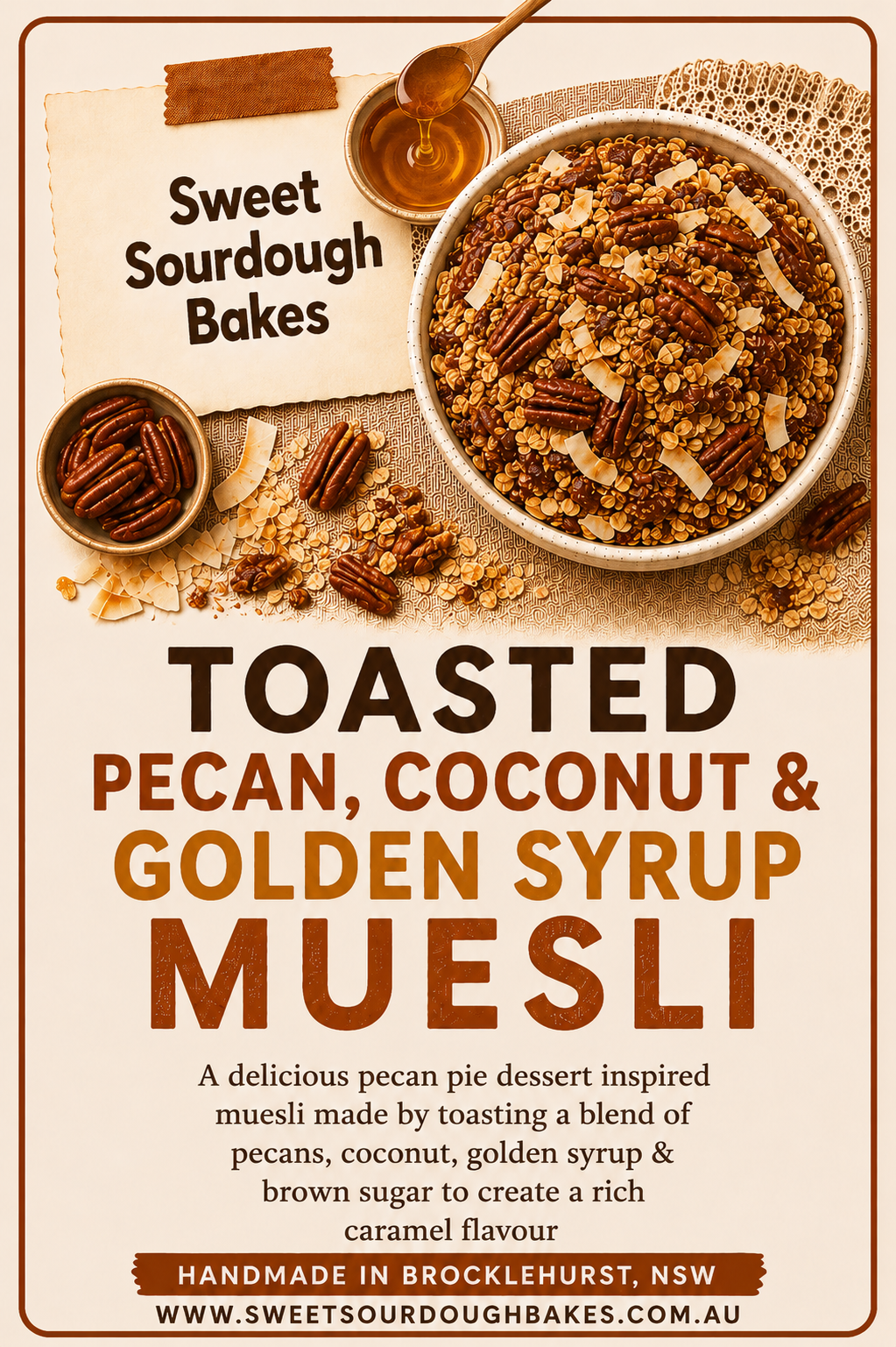 Toasted Caramelised Pecan, Coconut & Golden Syrup Muesli
