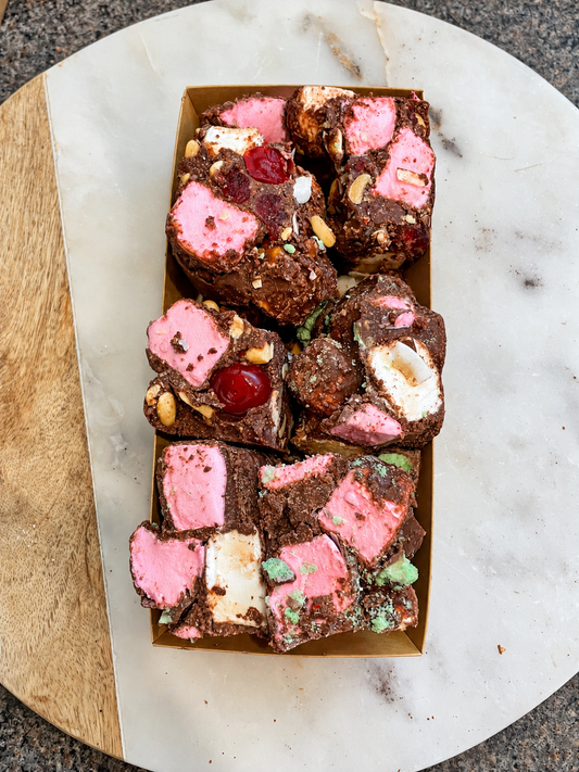 Choc Mint & Choc Cherry Peanut Rocky Road