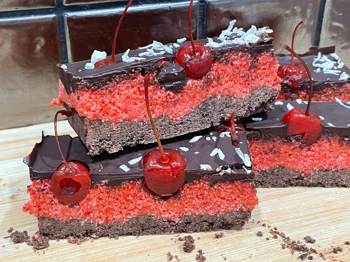 Gluten Friendly Cherry Ripe Slice