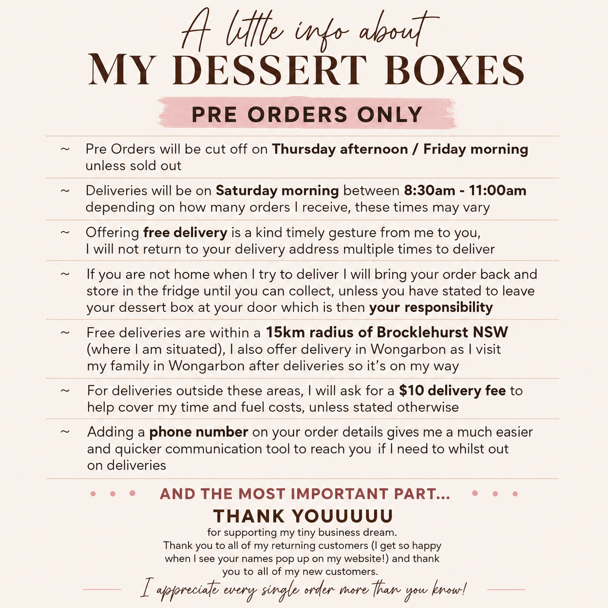 DESSERT BOX - PRE ORDER NOW