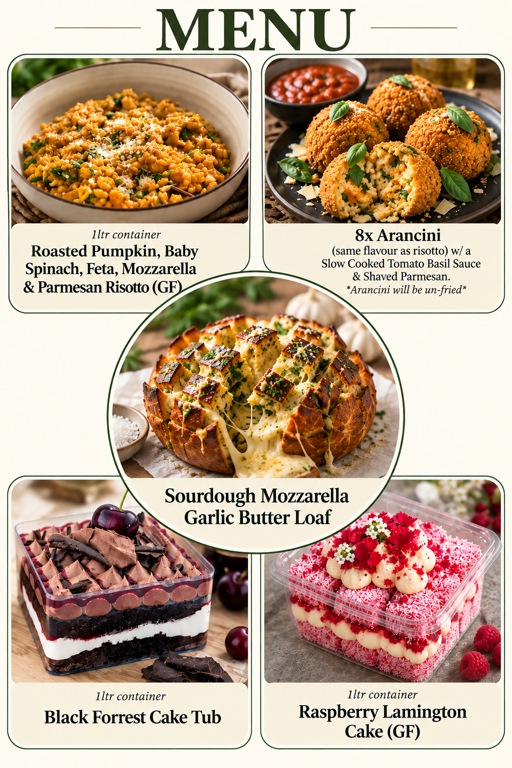 Entree, Main & Dessert are sorted!
