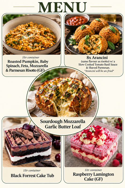 Entree, Main & Dessert are sorted!